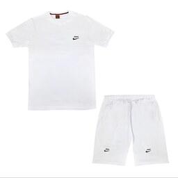 ست تی شرت و شلوارک مردانه مدل NN رنگ سفید
