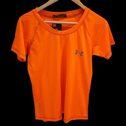 تیشرت ورزشی زنانه طرح آندر آرمور  پارچه سوزنی تنفسی رنگ نارنجی