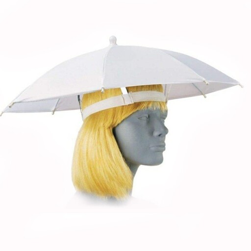 چتر کلاهی سفید رنگ مخصوص کوهنوردی و پیاده روی 