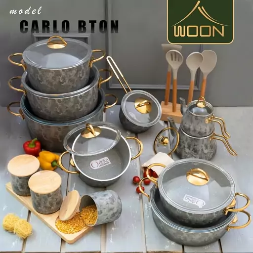 سرویس پخت و پز 26 پارچه وون مدل کارلو بتون- Carlo Bton-(فروش چکی 6 ماهه-خرید با کد woonmart)