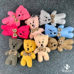 عروسک آویز جاسویچی خرس پوزه چسبی پک 20 عددی تولید صنعتی تعداد بالا مناسب کیف و لباس کودک 
