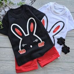 تیشرت شلوارک خرگوش قرمز بچگانه دخترانه سایزهای 1 و 2 و 3
