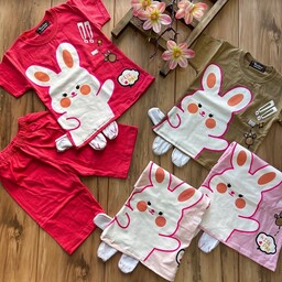 تیشرت شلوارک خرگوش پادار بچگانه دخترانه سایزهای 40 و 45
