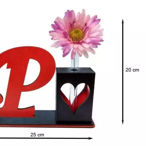 تندیس و گلدان چوبی مهدی یار مدل حرف P