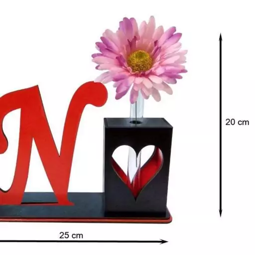 تندیس و گلدان چوبی مهدی یار مدل حرف N