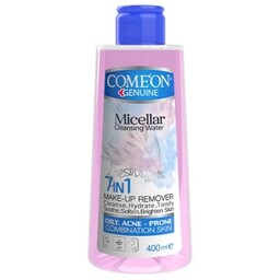میسلار واتر کامان ComeOn محلول آرایش پاک کن برای پوست چرب - حجم 400 میل - مرطوب کننده، پاک کننده آلودگی و آرایش