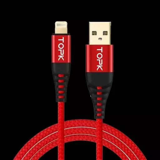 کابل تبدیل USB به لایتنینگ TOPK مدل L2 قرمز