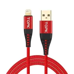 کابل تبدیل USB به لایتنینگ TOPK طول 2 متر قرمز