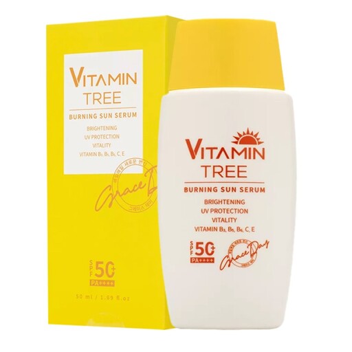 سرم ضد آفتاب بدون رنگ گریس دی SPF 50 مدل VITAMIN TREE ‌مناسب برای انواع پوست حجم 50 میلی‌لیتر