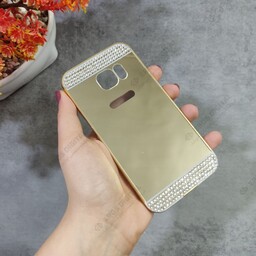 قاب گوشی Samsung Galaxy S7 مدل آینه ای نگین دار - طلایی