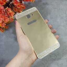 قاب گوشی Samsung Galaxy C9 Pro مدل آینه ای نگین دار - طلایی