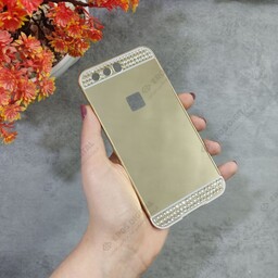 قاب گوشی Huawei P10 مدل آینه ای نگین دار - طلایی