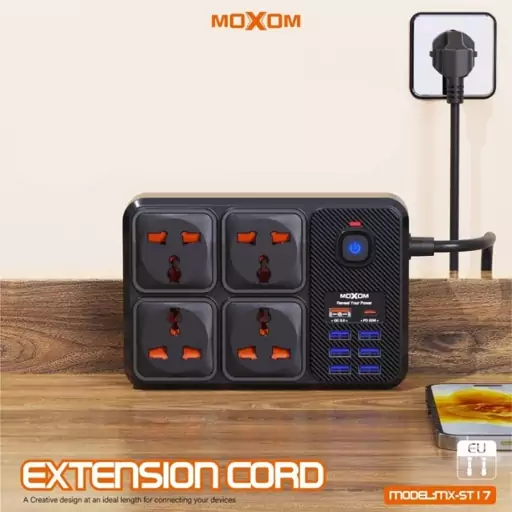 چندراهی برق و شارژر رو میزی موکسوم مدل MOXOM MX-ST17 - سفید, هفت روز ضمانت تست و اصالت کالا