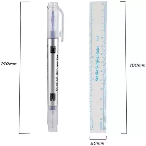 ماژیک علامت گذاری تتو صورت و بدن تندوس مدل TD01 به همراه خط کش