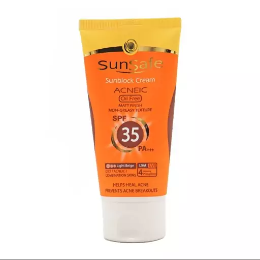 کرم ضد آفتاب رنگی سان سیف SPF 35 فاقد چربی وزن 50 گرم