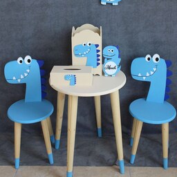 میز و صندلی چوبی کودک طرح دایناسور صفر تا هفت سال گالری فرانه