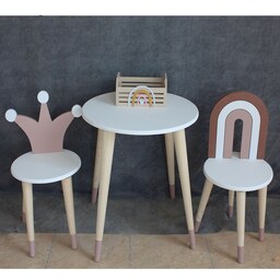 میز و صندلی چوبی کودک طرح  تاج صفر تا هفت سال گالری فرانه