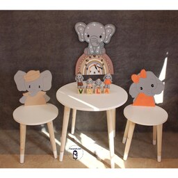 میز و صندلی چوبی کودک طرح فیل . صفر تا هفت سال گالری فرانه