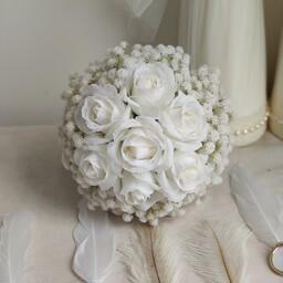 دسته گل مصنوعی عروس سفید با دیزاین ژیپسوفیلا سایز کوچک