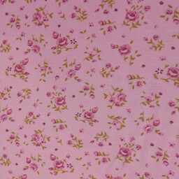 پارچه تریکو نخی رنگ صورتی طرح گل رز با عرض 180سانتیمتر 