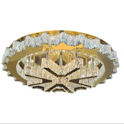 لوستر سقفی کریستالی مدل داوودی سایز 60 در دو رنگ نقره ای و طلایی و جنس بدنه استیل ضد زنگ 