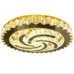 لوستر سقفی کریستالی مدل گل رخ سایز 60 در دو رنگ طلایی و نقره ای 