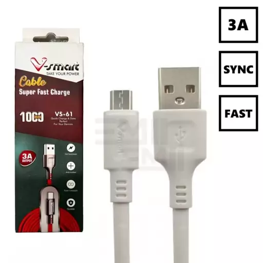 کابل شارژ میکرو Micro USB شرکت V-SMART کیفیت عالی(اشانتیون دار)