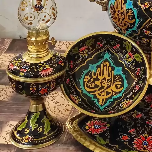 سماوربرنجی  6لیتری طرح بینظیر (علی ولی الله) مناسب دکور