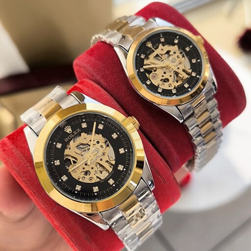 ست زنانه مردانه ساعت مچی اتومات قلب باز رولکس کیفیت قوی Rolex