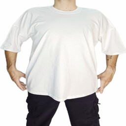 تیشرت لش بیسیک مردانه پنبه ایی سفید (قواره لش ساده)