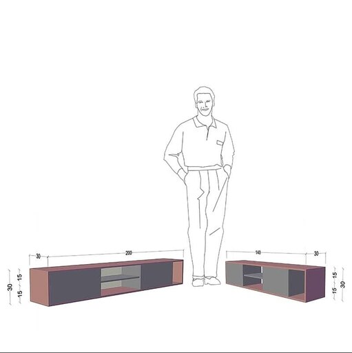 میز تلویزیون دیواری خونمون - مدل گوزن 04 -  طول 140 سانتی - در 5 رنگ