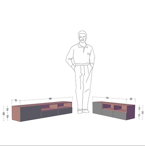 میز تلویزیون دیواری خونمون -  مدل گوزن 09 - 120 سانتی متری - 5 رنگ متفاوت