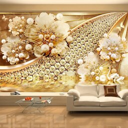 پوستر دیواری گلهای طلایی