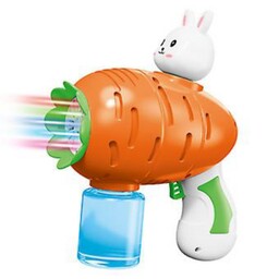  تفنگ حباب ساز مخزن دار باطری خورچراغدار طرح هویج  حبابساز اسباب بازی حباب ساز 