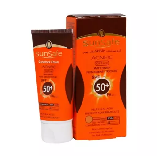 کرم ضد آفتاب SPF50 فاقد چربی سان سیف رنگ بژ طبیعی 