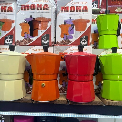 قهوه جوش یا موکاپات دو کاپ رنگی Moka حجم 2 فنجان