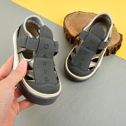 کفش تابستانه نوزادی پسرانه و دخترانه بند چسبی راحت کد  361145 رنگ پلاتینی سایز  21 تا 30