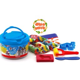 خمیر بازی سطلی 5 رنگ آریا همراه با ابزار (دارای سیب سلامت و مجوز بهداشت)(مناسب مهد کودک) 