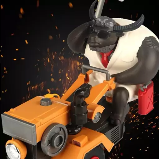 اسباب بازی ماشین چمن زن نارنجی و گاو باغبان MR.Cow Funny Tractor toy