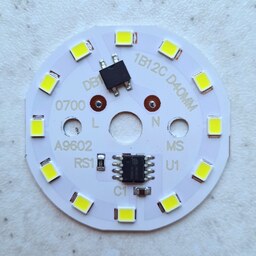 چیپ ال ای دی 9 وات ماژول دی او بی لامپی 220 ولت مستقیم رنگ سفید مهتابی مناسب جهت تعمیر لامپ    chip  dob 9w  220v  ms