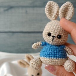عروسک بافتنی خرگوش(جاسوییچی و آویز کیف)دو طرح دخترانه و پسرانه 