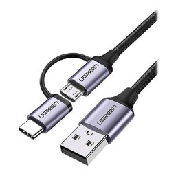 کابل USB به TYPE C و MICRO USB یوگرین مدل UGREEN US177 طول 1.5 متر