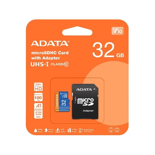 کارت حافظه microSDXC ای دیتا مدل ADATA Premier V10 A1 کلاس 10 استاندارد UHS-I سرعت 100MBps ظرفیت 32 گیگابایت