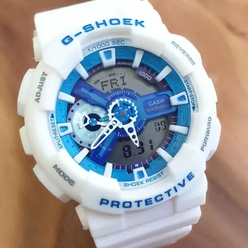 ساعت مچی مردانه کاسیو جی شاک سفید صفحه آبی Casio G-Shock 