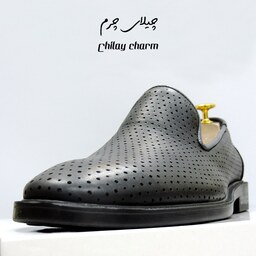 کفش کالج کلاسیک مردانه چرم طبیعی  تابستانی کد 01 چیلای چرم  ( chilay charm )