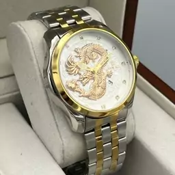 ساعت مچی مردانه بند استیل رولکس دارای رنگبندی Dragon rolex