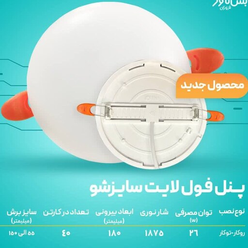 پنل 26 وات ال ای دی فول لایت روکار توکار تابش نور led