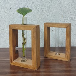 گلدان رومیزی چوبی بهمراه لوله آزمایش پیرکس 