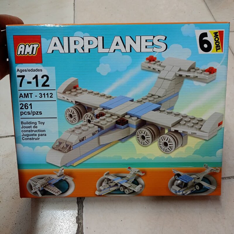 لوازم سیسمونی نوزاد و اسباب بازی کودک بازی فکری لگو هواپیما 6 مدل 261 قطعه برند AMT در فروشگاه سیسمونی عاقبتی