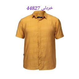 پیراهن نخی مردانه   سایز L، XL، XXL یقه برگردان رنگ خردلی44827 مشکی 44828 سدری 44829 طوسی روشن 44830 طوسی 44831 